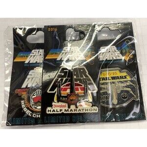 Disney Star Wars Half Marathon 10K Rebel 2016 Set of 3 Pins Limited Release New